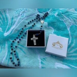 💙New Pope Francis-Rome Rosary with Silver Cross💙